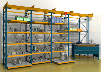 Металлический стеллаж среднегрузовой для цеха